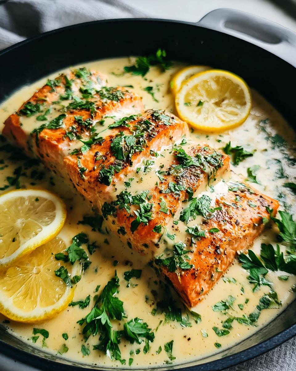 Baked Salmon with Lemon Butter Cream Sauce - detail 1