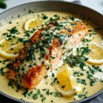 Baked Salmon with Lemon Butter Cream Sauce