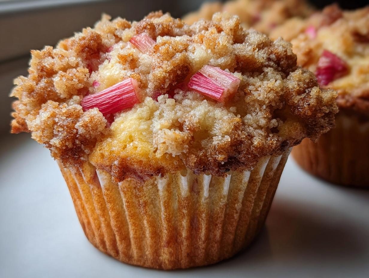 Buttery Rhubarb Streusel Muffins - detail 1