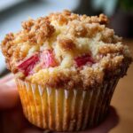 Buttery Rhubarb Streusel Muffins