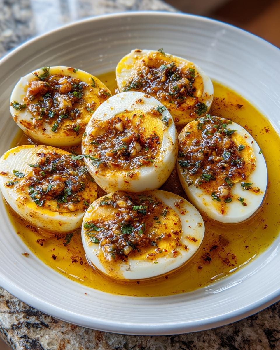 Cajun Boiled Eggs with Spicy Garlic Butter Sauce - detail 1