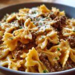 Cajun Cream Cheese Alfredo Bowties with Spiced Ground Beef