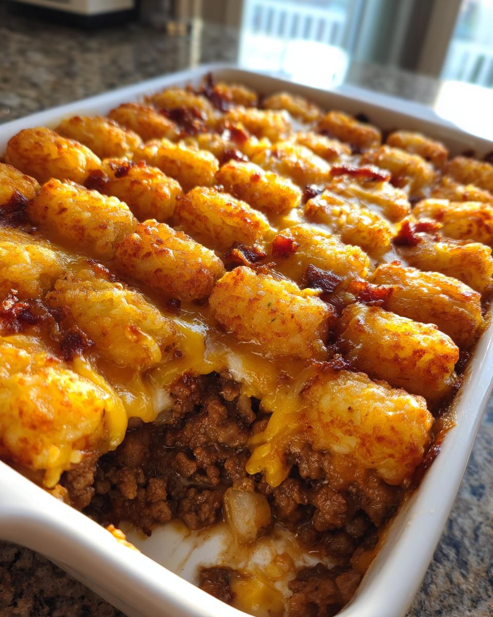 Cheesy Cheeseburger Tater Tot Casserole - detail 2