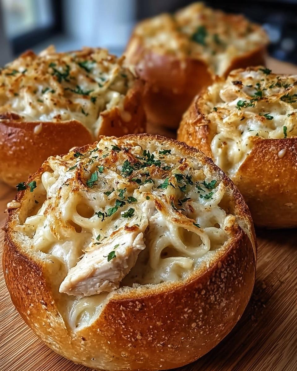 Chicken Alfredo Garlic Bread Bowls - detail 1