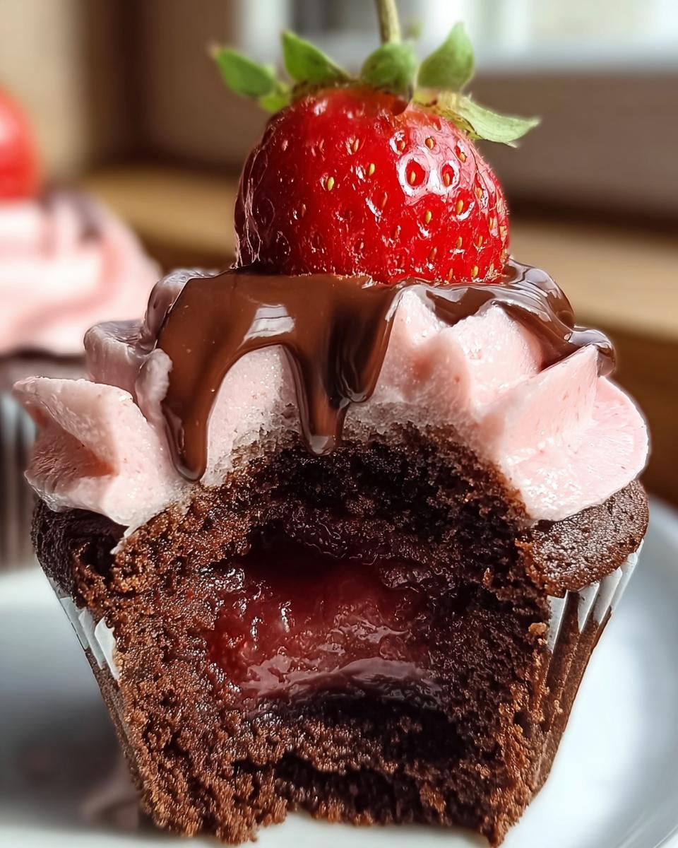 Chocolate Strawberry Jam Cupcakes - detail 1