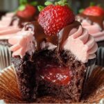 Chocolate Strawberry Jam Cupcakes
