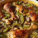 Creamy Baked Chicken with Mushrooms and Green Peppers