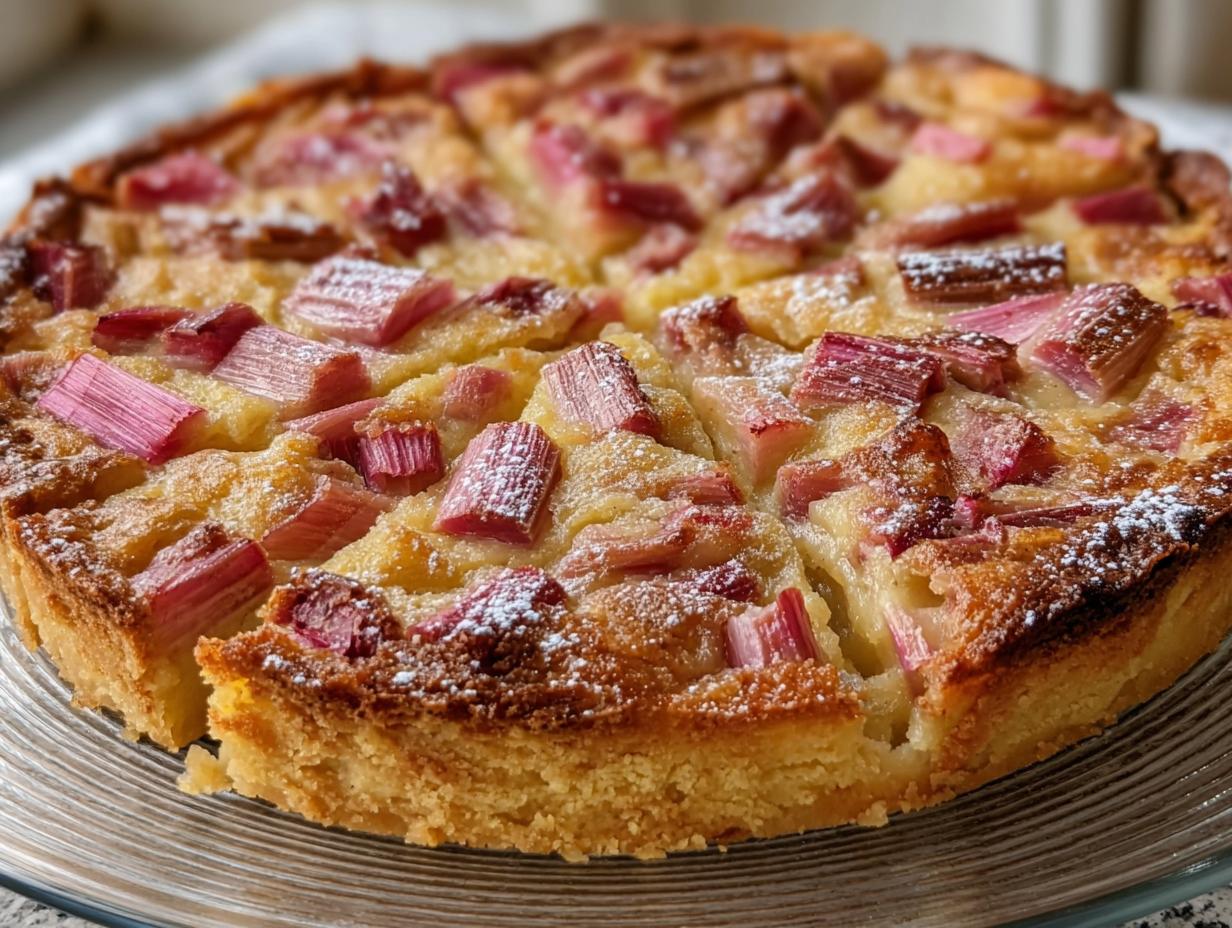 Crustless Rhubarb Custard Pie - detail 1