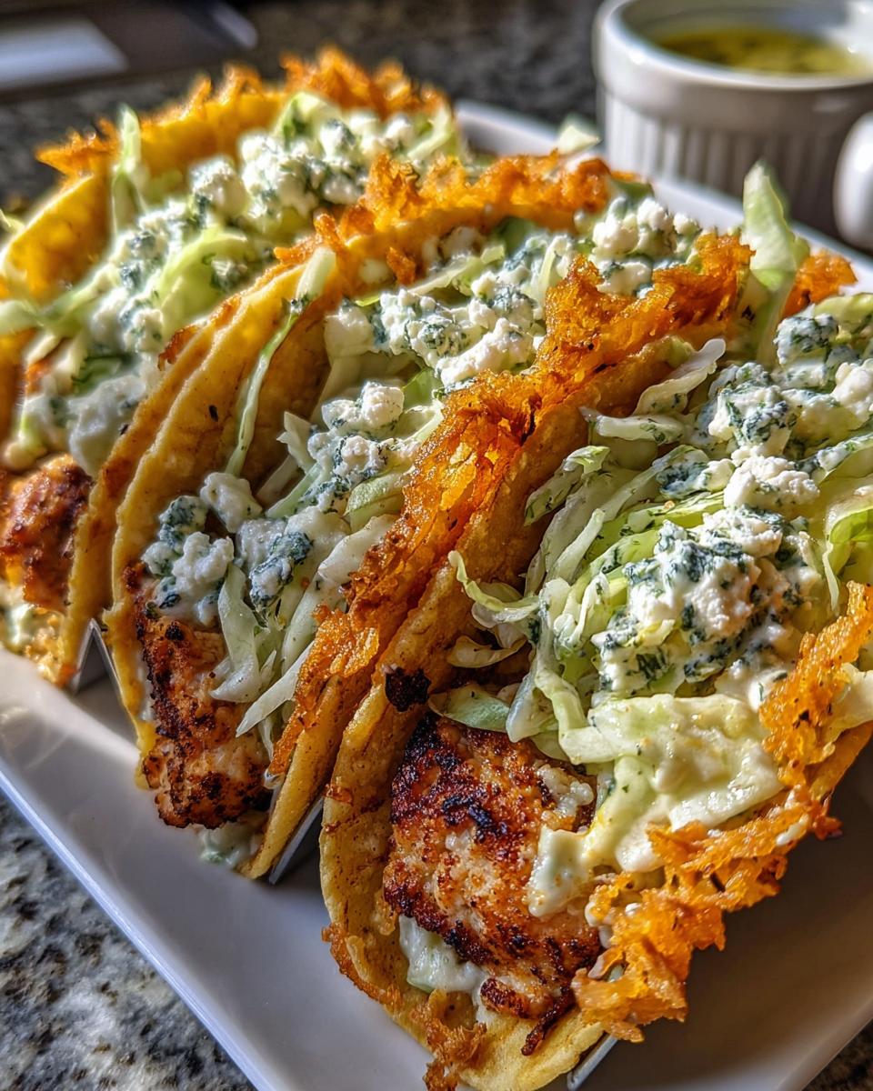 Dill Pickle Ranch Smash Chicken Tacos with Crispy Cheese Lace - detail 1