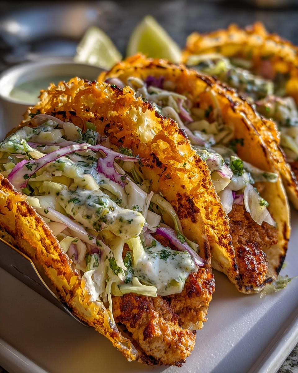 Dill Pickle Ranch Smash Chicken Tacos with Crispy Cheese Lace - detail 2