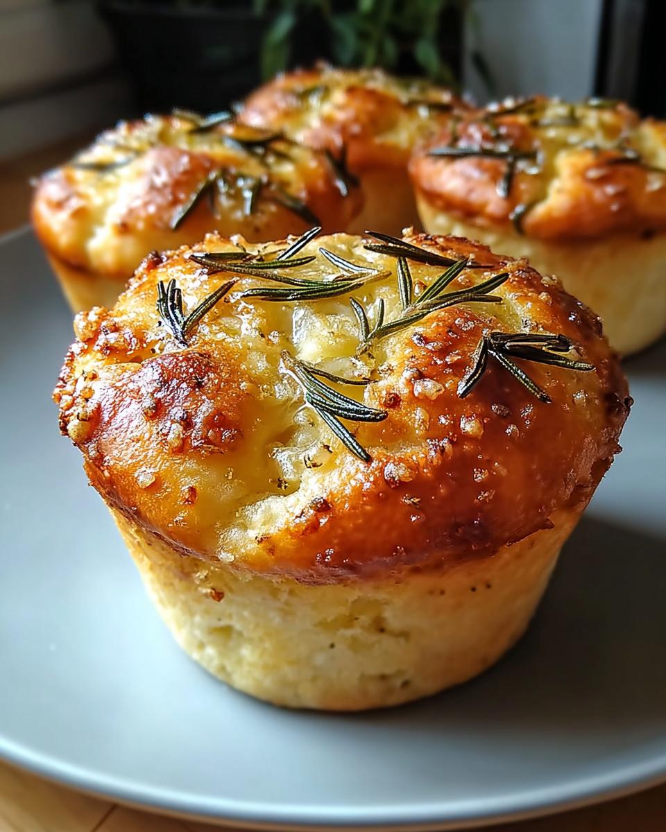Easy Garlic Rosemary Focaccia Muffins - detail 2