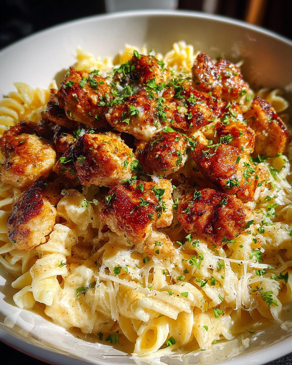 Garlic Butter Chicken Bites with Creamy Parmesan Pasta - detail 1