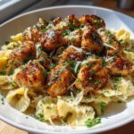 Garlic Butter Chicken Bites with Creamy Parmesan Pasta