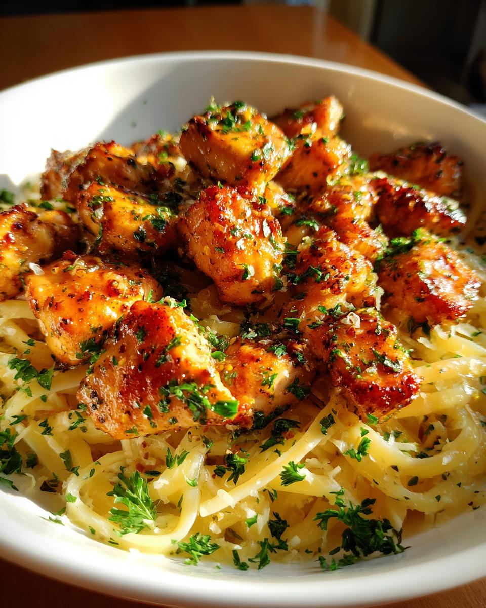 Garlic Butter Chicken Bites with Creamy Parmesan Pasta - detail 2
