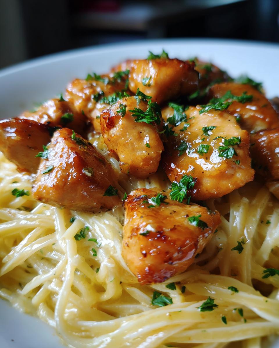 Garlic Butter Chicken Bites with Creamy Parmesan Pasta - detail 3
