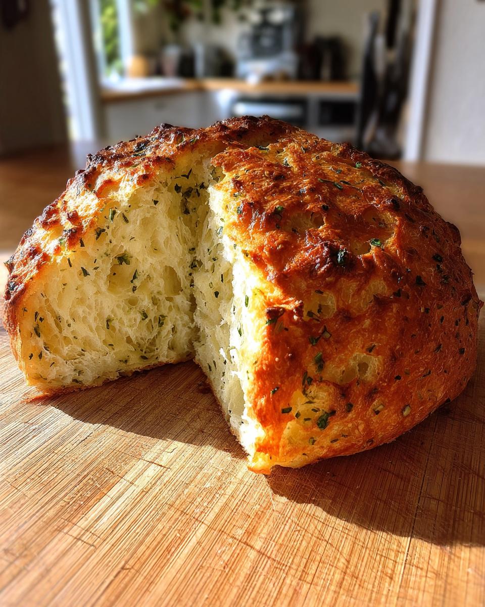 Garlic Herb Dutch Oven Bread - detail 1