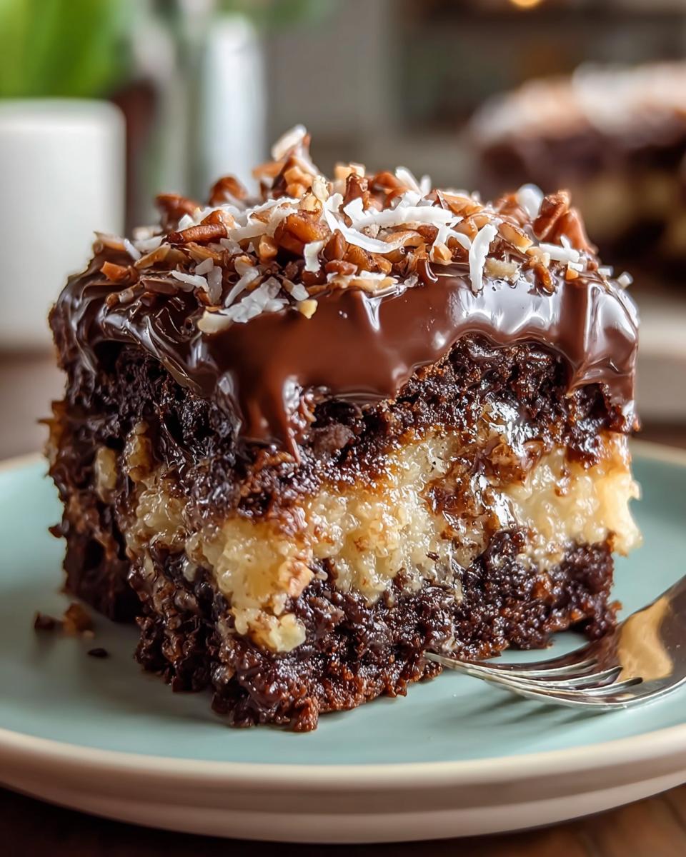German Chocolate Poke Cake