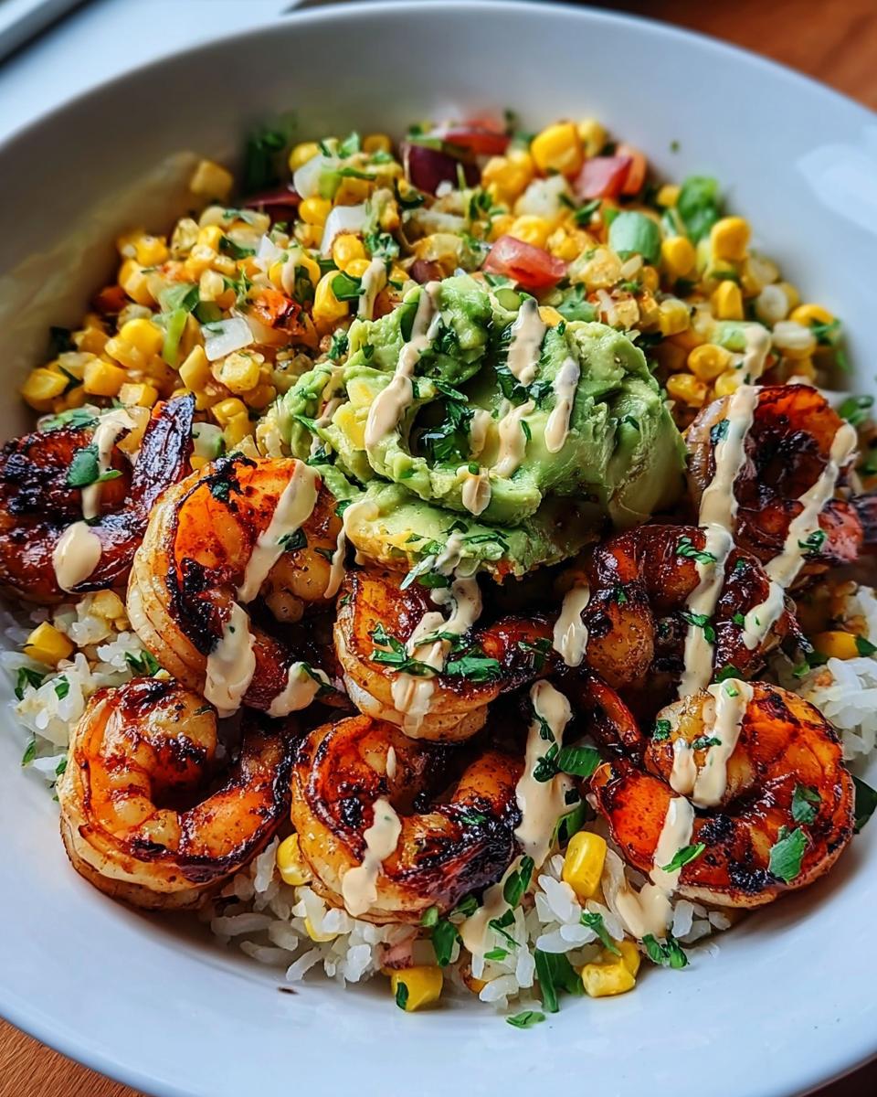 Grilled Shrimp Bowl with Avocado Corn Salsa - detail 1