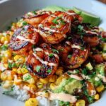 Grilled Shrimp Bowl with Avocado Corn Salsa