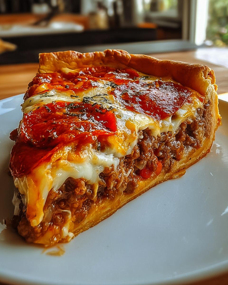 Hearty Deep-Dish Pie with Hamburger, Sausage, and Pepperoni - detail 1