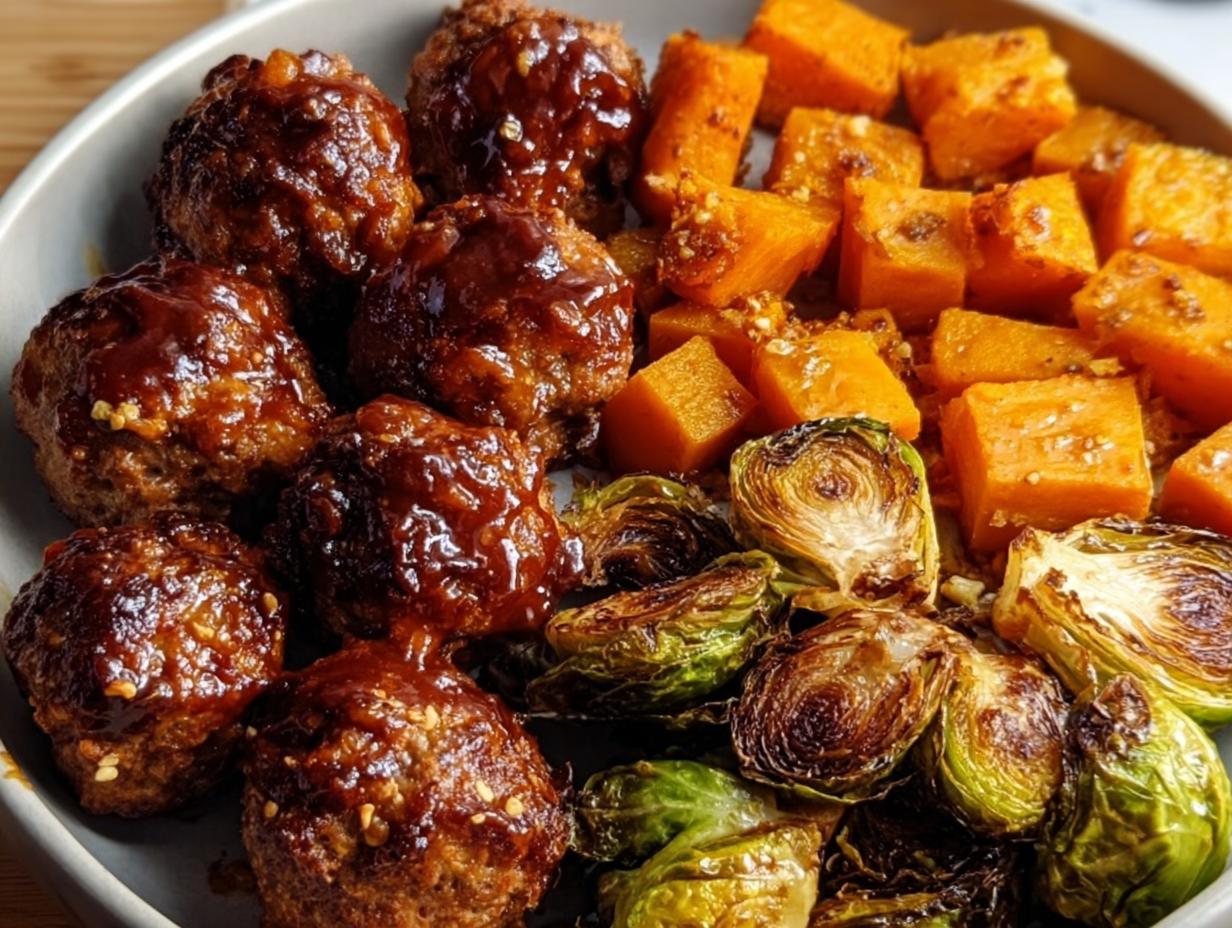 Korean BBQ Meatballs with Roasted Vegetables - detail 1