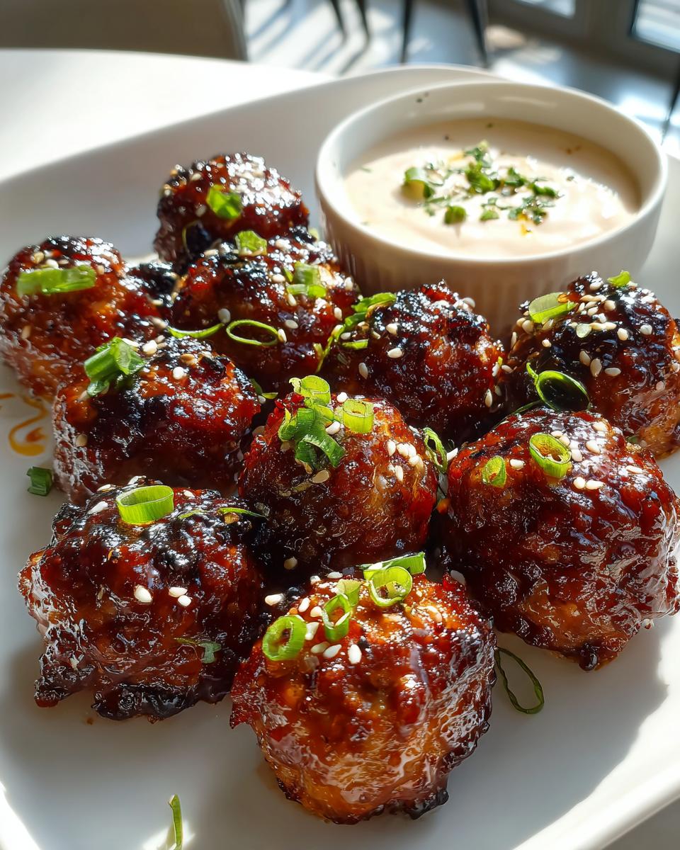 Korean BBQ Meatballs with Spicy Mayo Dip - detail 2