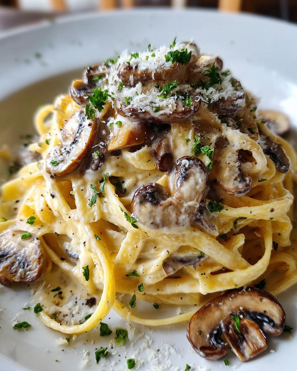 Mushroom Alfredo Pasta - detail 2