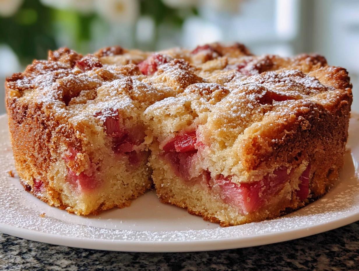 Old-Fashioned Norwegian Rhubarb Cake - detail 1