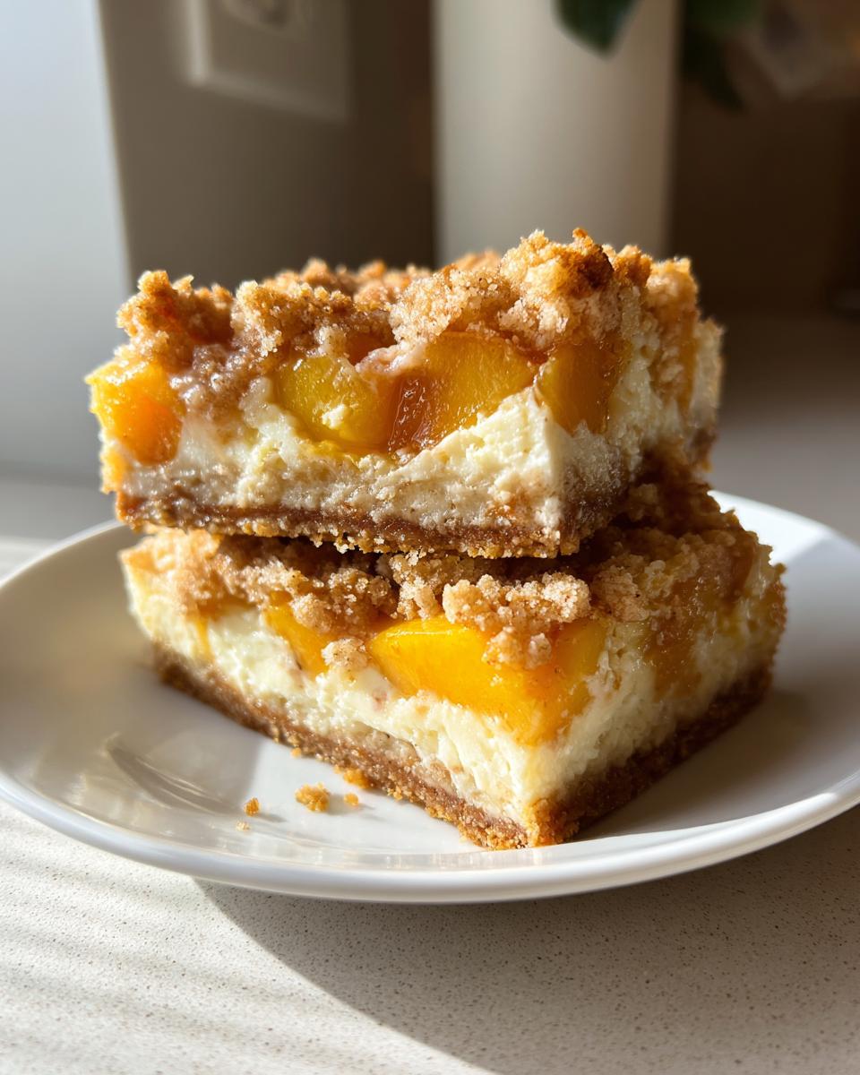 Peach Cobbler Cheesecake Bars - detail 2