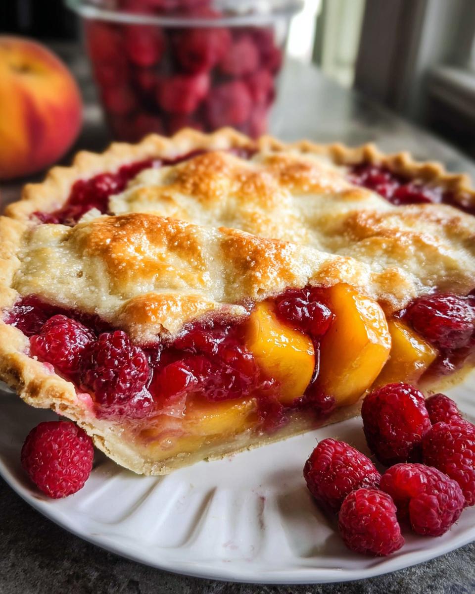 Peach Raspberry Pie - detail 1