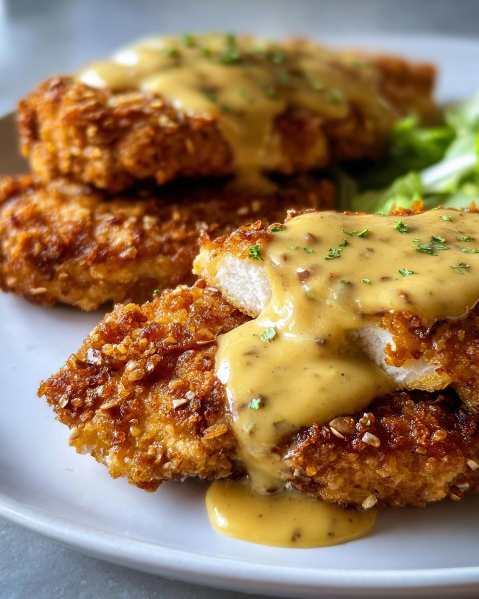 Pretzel Chicken with Mustard-Cheddar Sauce - detail 1