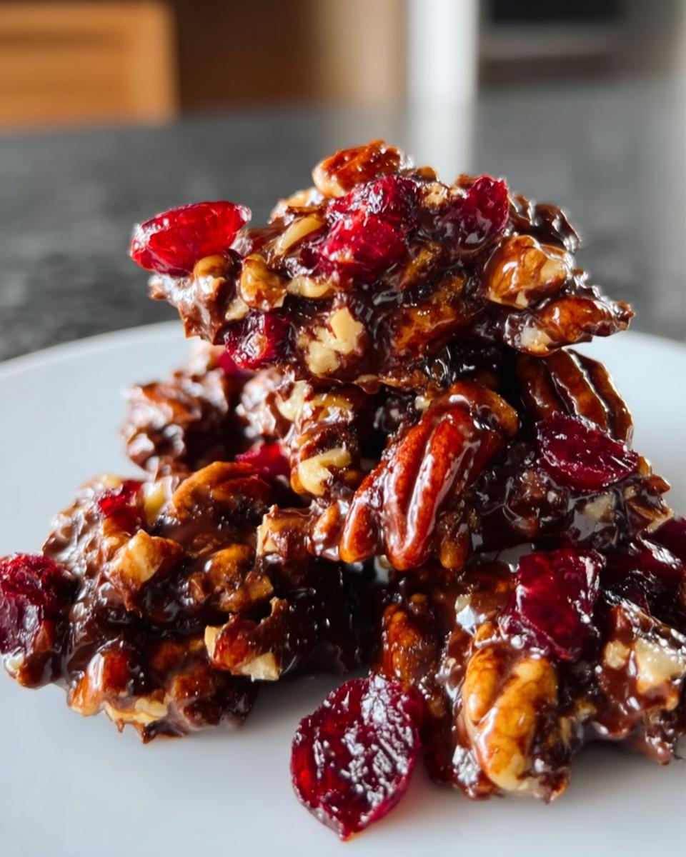 Quick No-Bake Cranberry Pecan Chocolate Clusters - detail 1