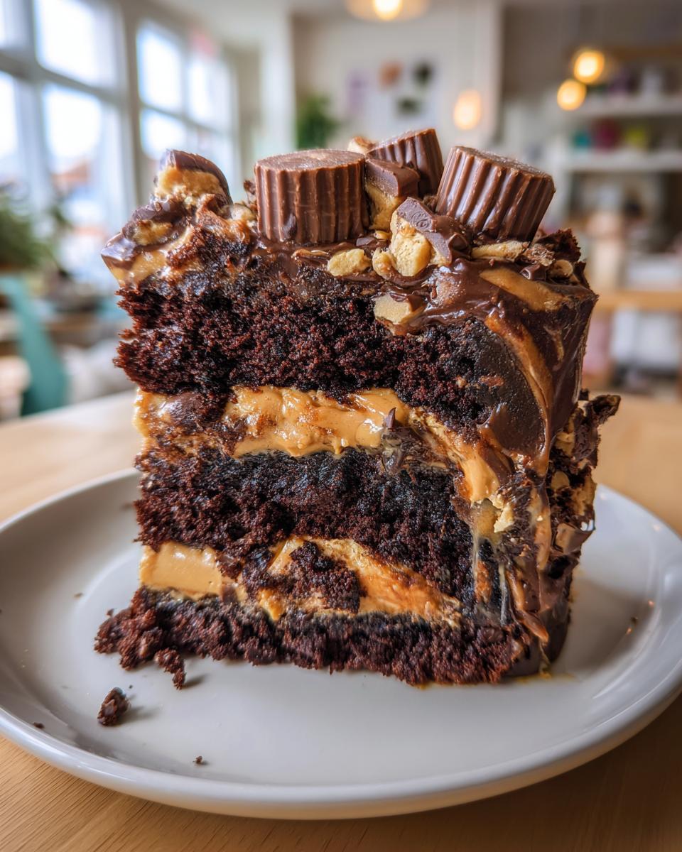 Reese’s Chocolate Peanut Butter Cup Earthquake Cake - detail 1
