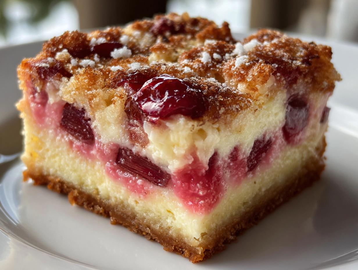 Rich Rhubarb & Cream Cheese Dessert Squares - detail 1