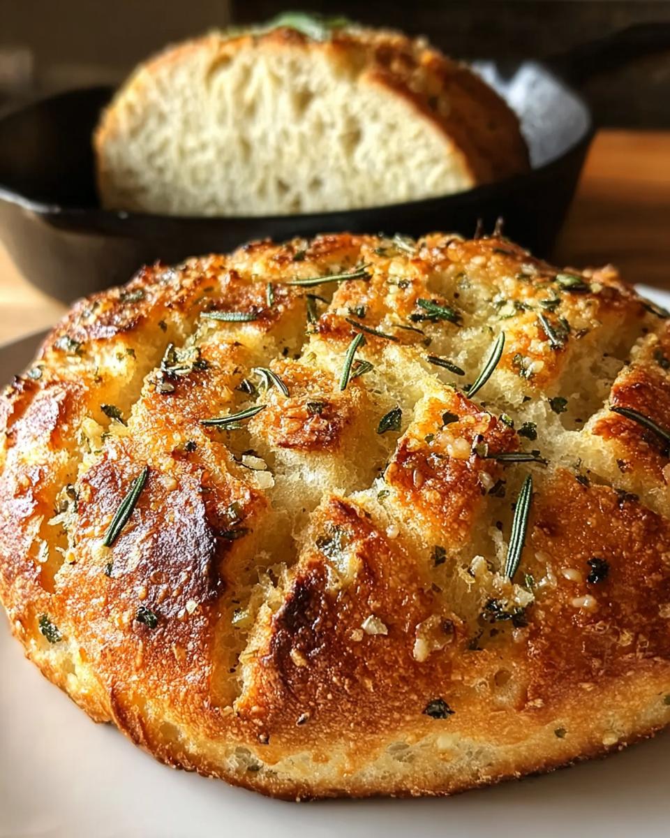 Rustic Garlic Rosemary Skillet Bread - detail 1
