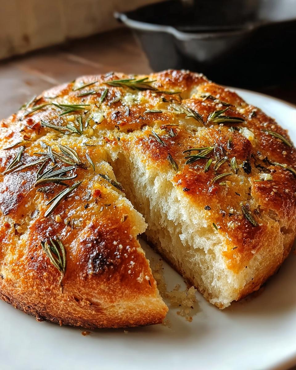 Rustic Garlic Rosemary Skillet Bread - detail 2