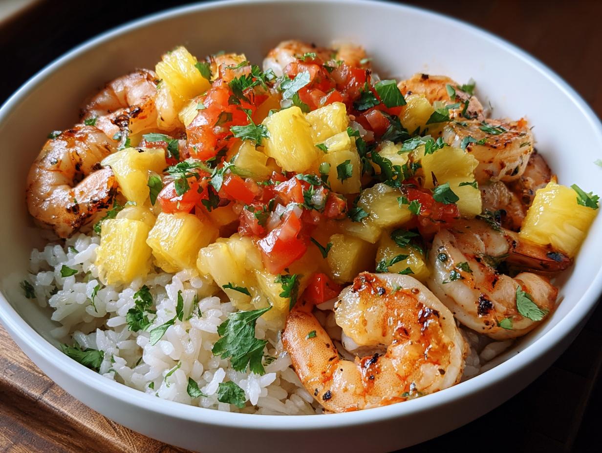 Shrimp & Rice Bowl w/ Pineapple Salsa - detail 1