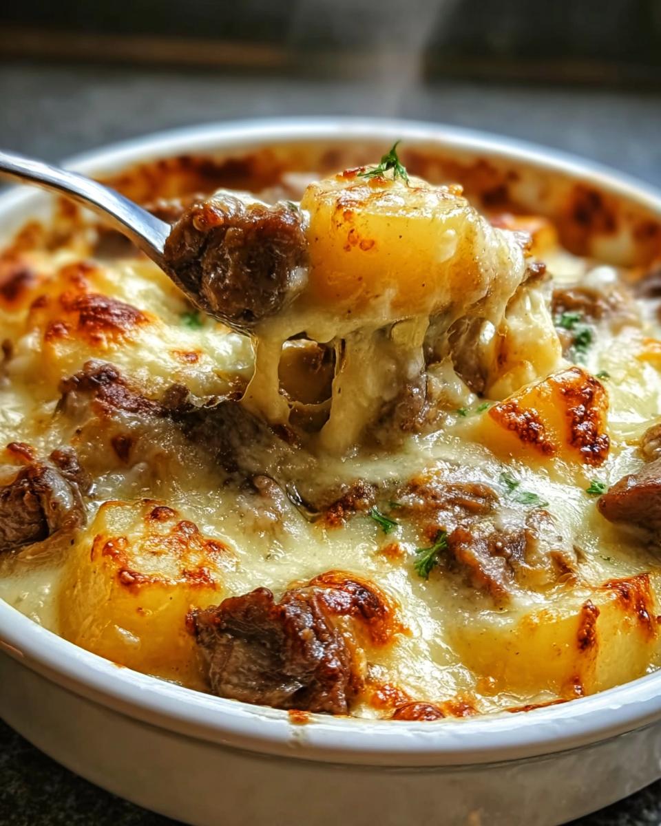 Slow Cooker Steak and Cheddar Potato Casserole - detail 2