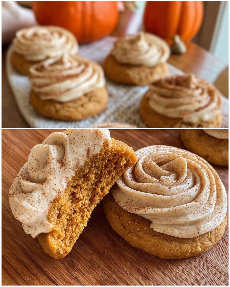 Soft Pumpkin Cookies with Cinnamon Frosting - detail 2