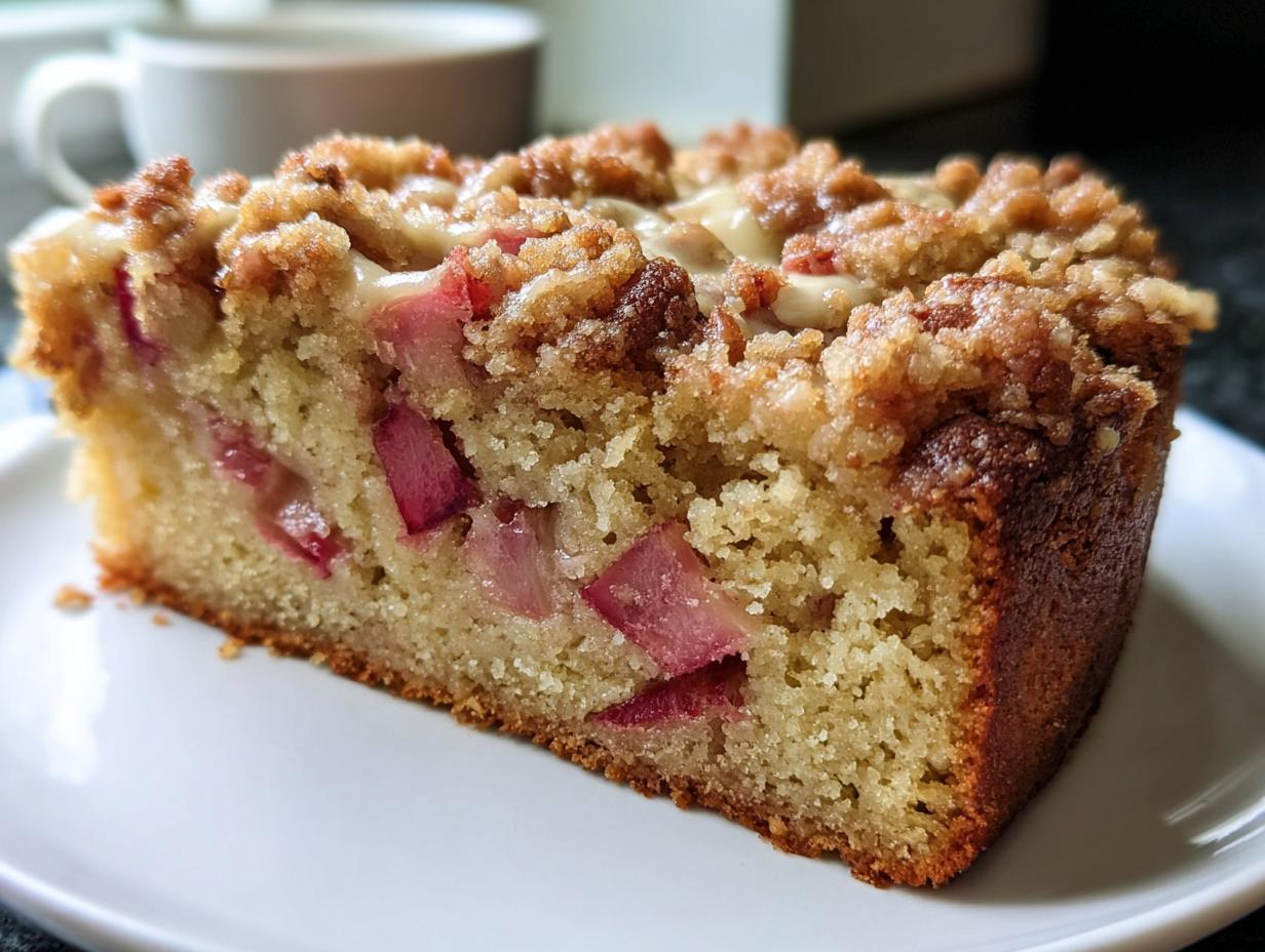 Sour Cream Rhubarb Coffee Cake - detail 1
