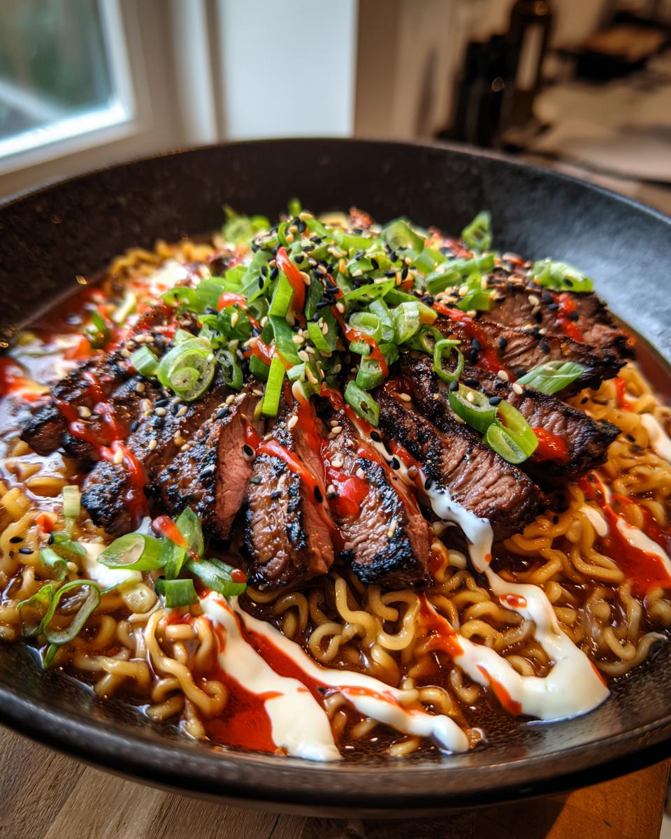 Spicy Korean Ramen with Grilled Beef & Creamy Sauce - detail 1