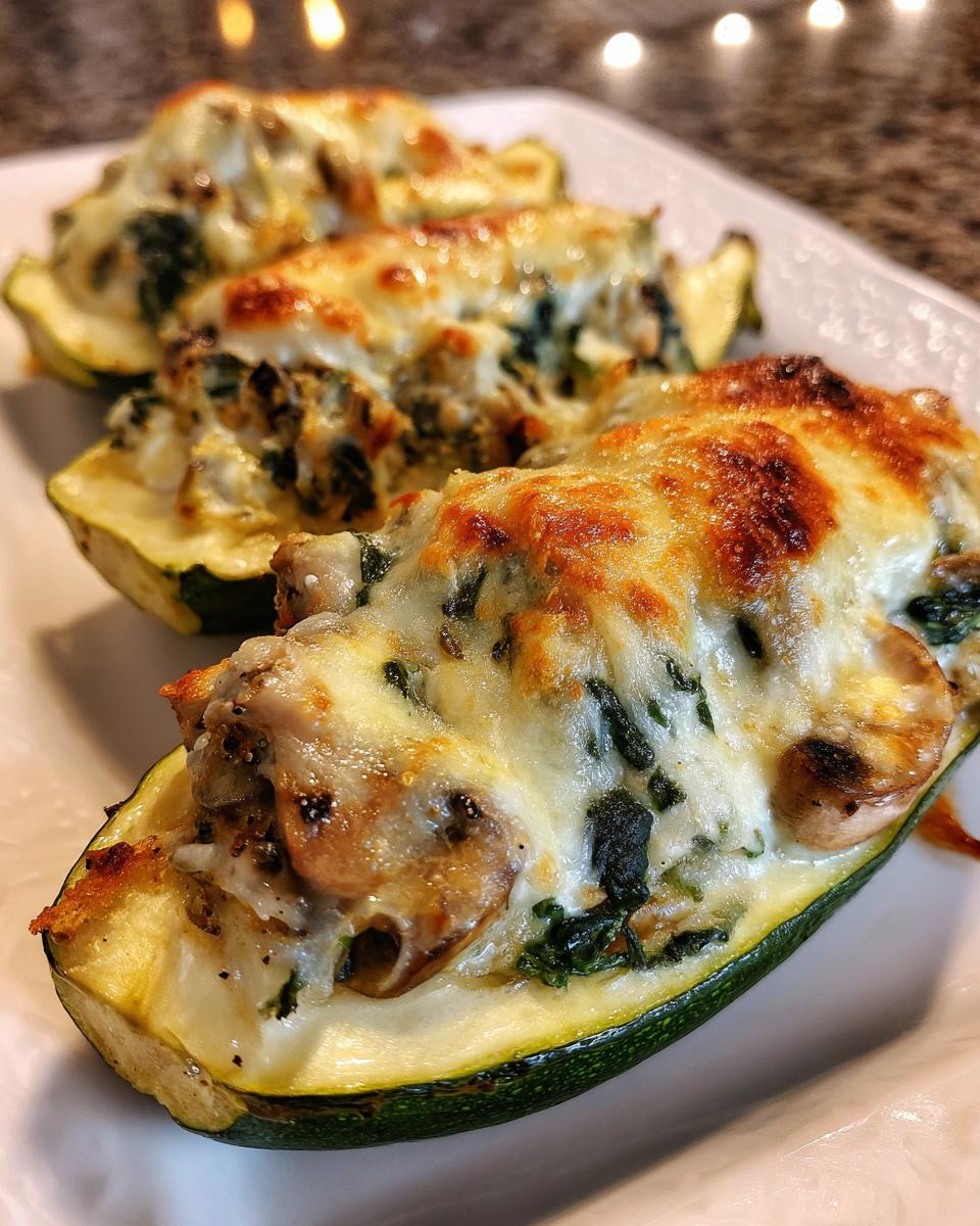 Spinach, Mushroom, and Ricotta Stuffed Zucchini - detail 1