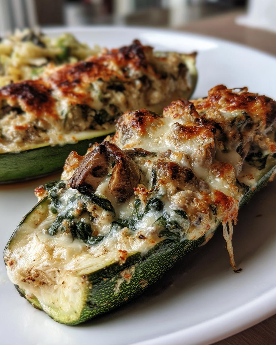 Spinach, Mushroom, and Ricotta Stuffed Zucchini - detail 3