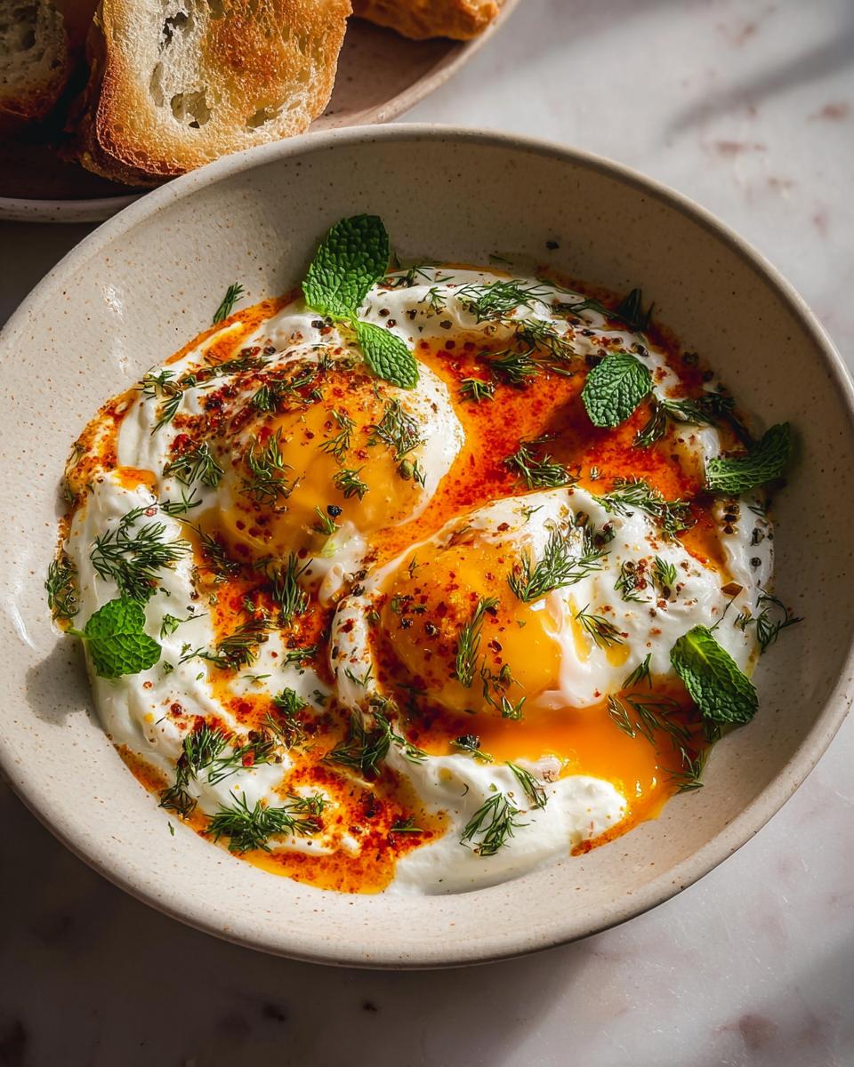 Turkish Eggs with Creamy Yogurt & Butter Sauce - detail 1