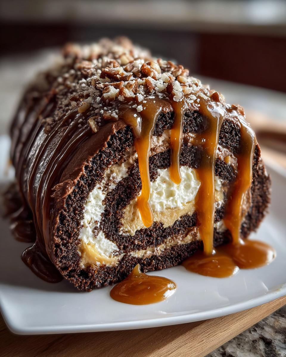 Turtle Caramel Chocolate Cake Roll - detail 1