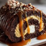 Turtle Caramel Chocolate Cake Roll